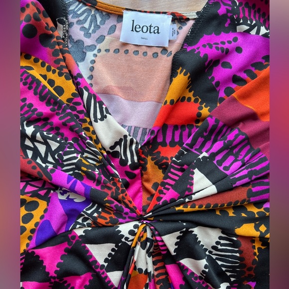 Leota Colorful Tribal Geometric Dress Long Sleeve Lightweight Dress Small EUC - Picture 4 of 5